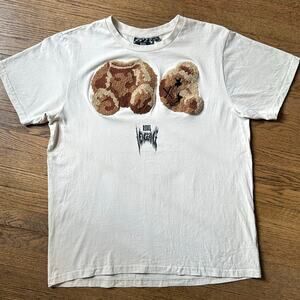 Rebel Vengeance Y2K Teddy Bear Graphic Textured T-Shirt Size XLarge
